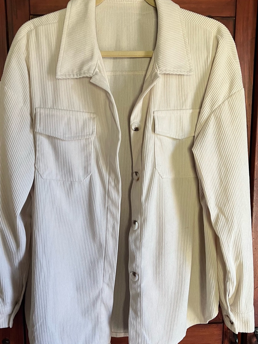 Cream Corduroy Button-Up Jacket